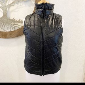 H&M Divided Black Mock Neck Chevron Puffer Vest